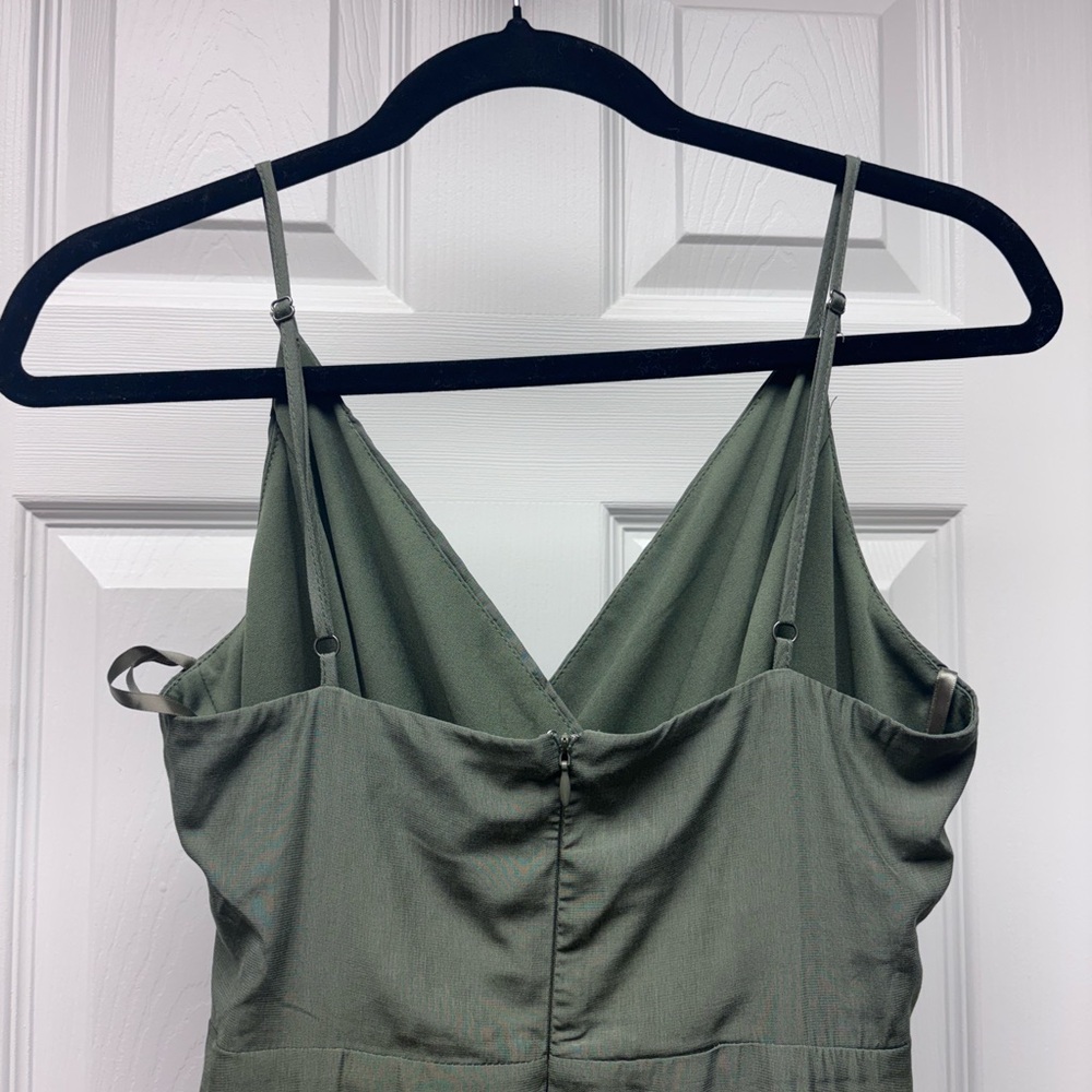 Altar’d State Olive Green Wrap Ruffle Mini Dress – Size M - Picture 5 of 8